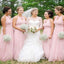 Charming A-line Floor-length simple round neck pink chiffon cheap bridesmaid dresses , BD0437