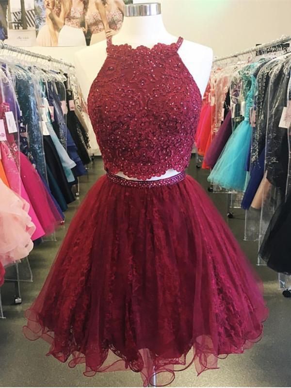 Charming two pieces sleeveless popular backless short/mini prom dresses, homecoming dresses,  HD0333