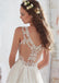 Amazing  Chiffon V-Neck A-Line Beaded Lace Appliques Wedding Dresses, WD0332