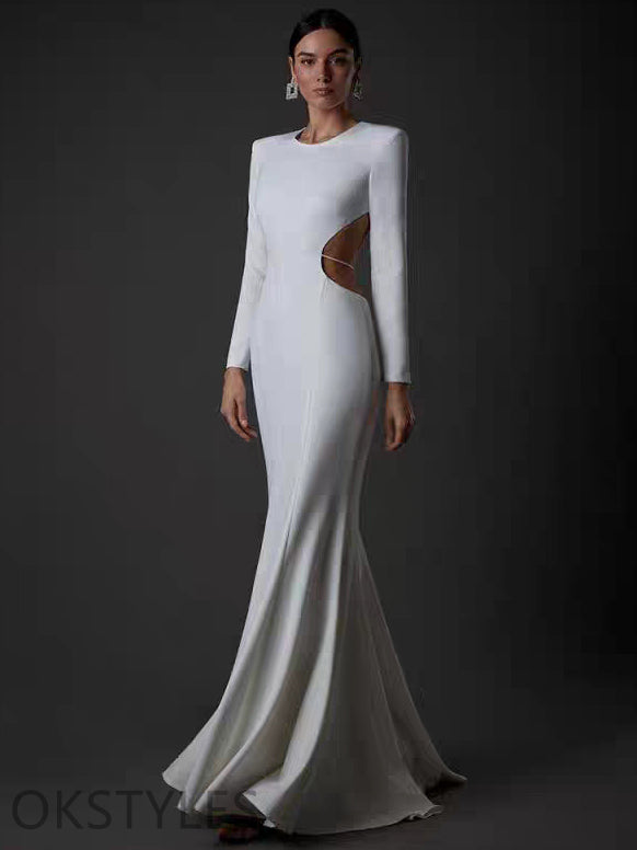 Long Sleeves Mermaid Floor-Length Prom Dresses, OT114